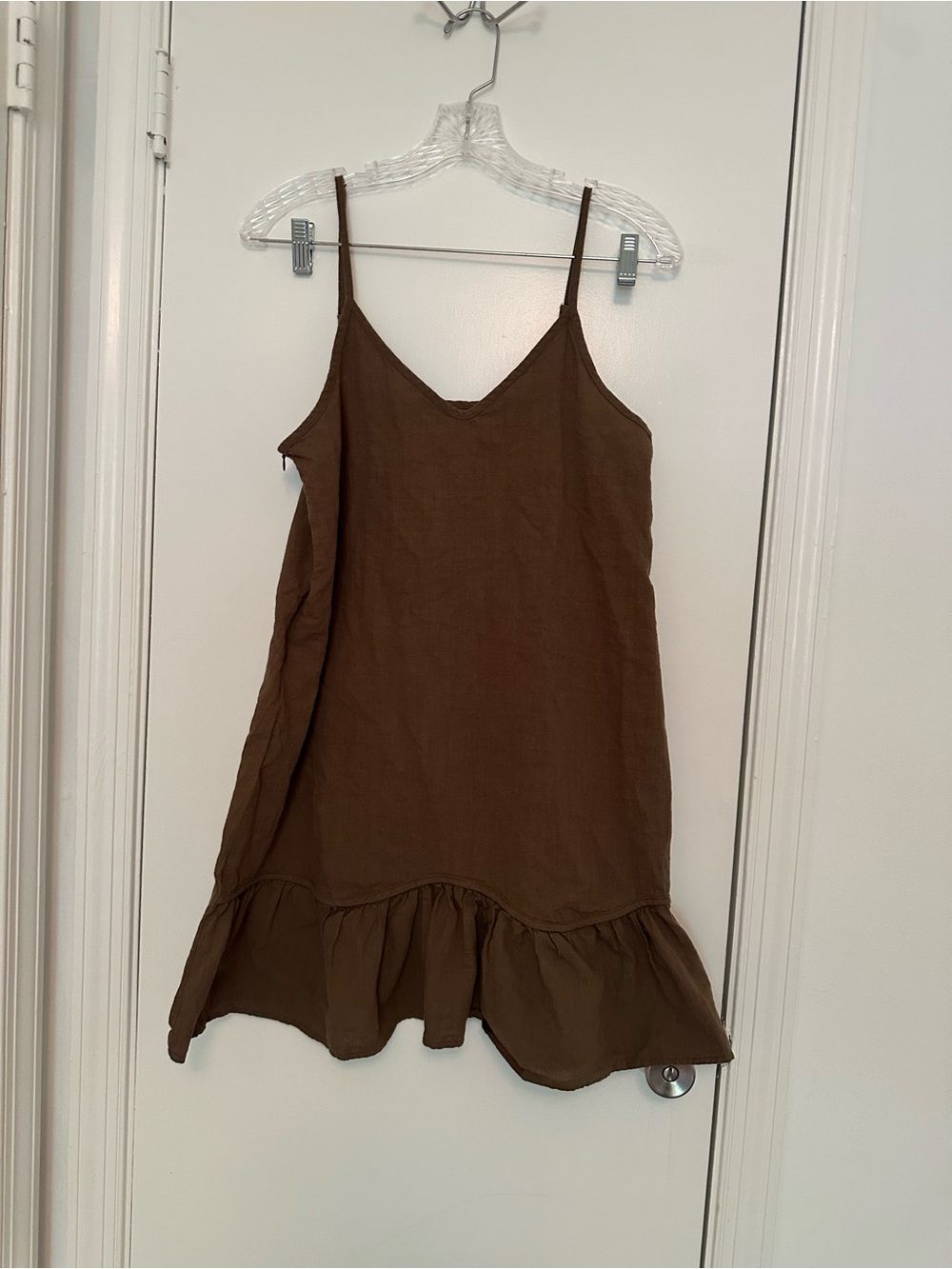 SHEIN Green Ruffle-Hem Spaghetti Strap Dress